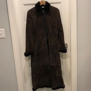 Ankle Length Brown Suede Coat
